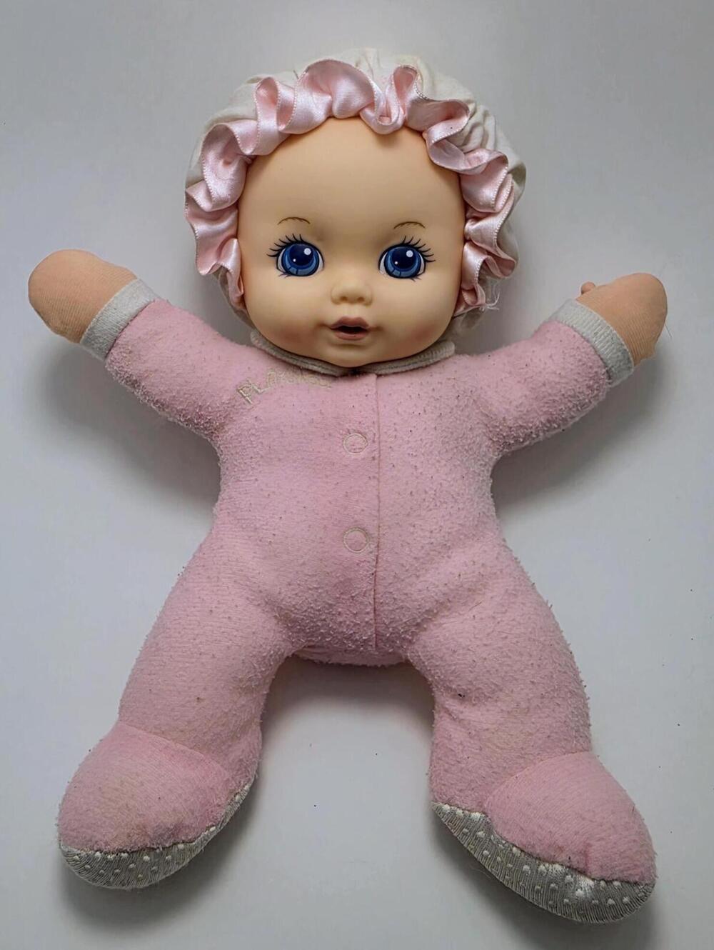 Vintage Playskool My Very Soft Pink Baby Doll Plush Squeaks 1990 (8 inch)